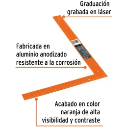 Escuadras para Albañil 16 x24" AluminioNaranja GrabadoLaser, Truper 101386 Truper-Escuadras para Albañil 16 x24" AluminioNaranja