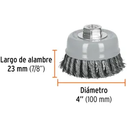 Cardas Copa 4" Trenzado Grueso MultiRosca Truper 100855 Truper-Cardas Copa 4" Trenzado Grueso MultiRosca Truper 100855 Fabricada