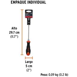 Desarmador Plano Bhex 3/16" x6" ComfortGrip Truper 100832 Truper-Desarmador Plano Bhex 3/16" x6" ComfortGrip Truper 100832 Barra
