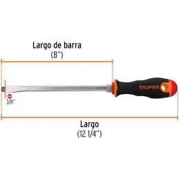 Desarmador Plano Bhex 3/8" x8" ComfortGrip Truper 100834 Truper-Desarmador Plano Bhex 3/8" x8" ComfortGrip Truper 100834 Barra h