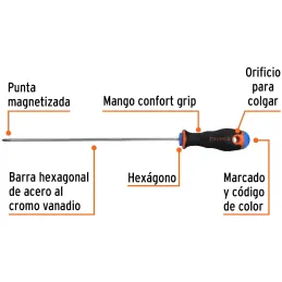 Desarmador Estrella BHex 1/8" x8" ComfortGrip Truper 100835 Truper-Desarmador Estrella BHex 1/8" x8" ComfortGrip Truper 100835 B