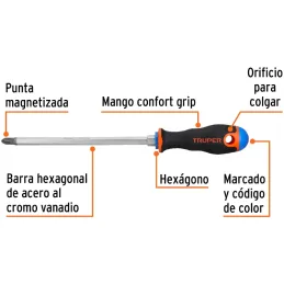 Desarmador Estrella BHex 3/8" x8" ComfortGrip Truper 100839 Truper-Desarmador Estrella BHex 3/8" x8" ComfortGrip Truper 100839 B