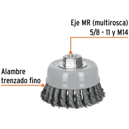 Cardas Copa 4" Trenzado Fino MultiRosca Truper 100852 Truper-Cardas Copa 4" Trenzado Fino MultiRosca Truper 100852 Fabricada en 