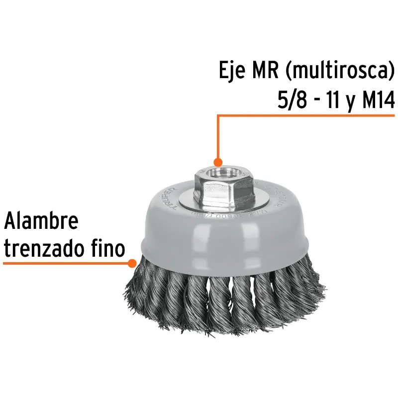 Cardas Copa 4" Trenzado Fino MultiRosca Truper 100852 Truper-Cardas Copa 4" Trenzado Fino MultiRosca Truper 100852 Fabricada en 