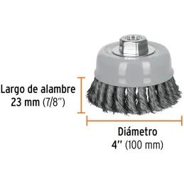 Cardas Copa 4" Trenzado Fino MultiRosca Truper 100852 Truper-Cardas Copa 4" Trenzado Fino MultiRosca Truper 100852 Fabricada en 