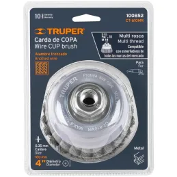 Cardas Copa 4" Trenzado Fino MultiRosca Truper 100852 Truper-Cardas Copa 4" Trenzado Fino MultiRosca Truper 100852 Fabricada en 