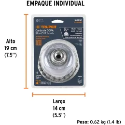 Cardas Copa 4" Trenzado Fino MultiRosca Truper 100852 Truper-Cardas Copa 4" Trenzado Fino MultiRosca Truper 100852 Fabricada en 