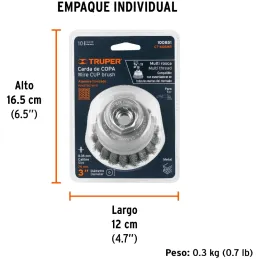 Cardas Copa 3" Trenzado Fino MultiRosca, Truper 100851 Truper-Cardas Copa 3" Trenzado Fino MultiRosca, Truper 100851 Fabricada e