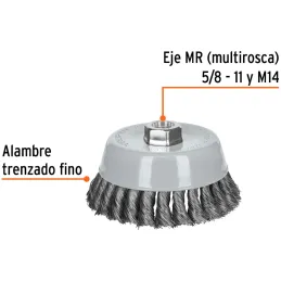 Cardas Copa 5" Trenzado Fino MultiRosca Truper 100853 Truper-Cardas Copa 5" Trenzado Fino MultiRosca Truper 100853 Fabricada en 