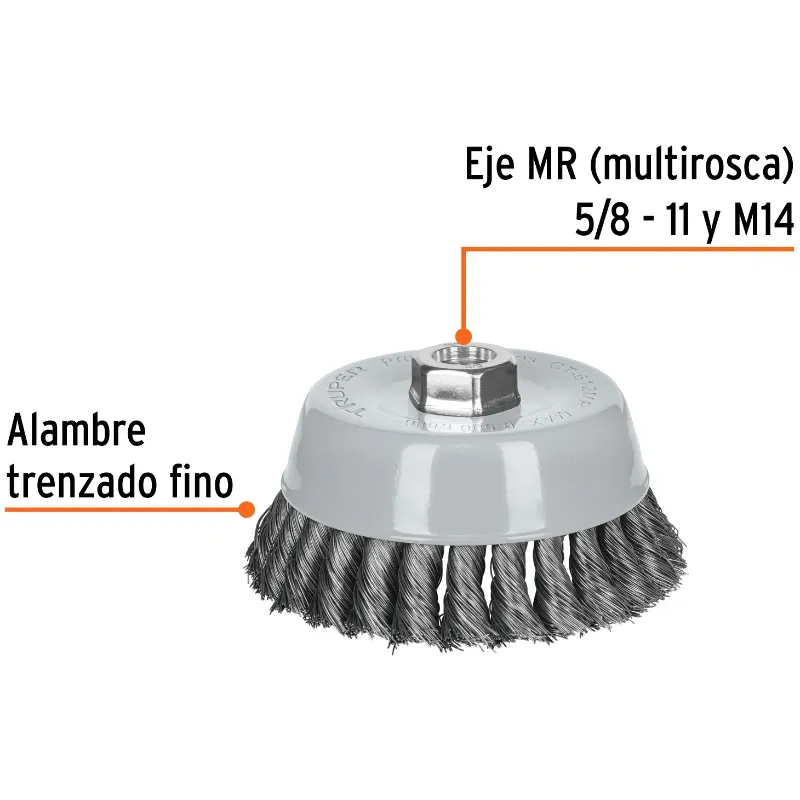 Cardas Copa 5" Trenzado Fino MultiRosca Truper 100853 Truper-Cardas Copa 5" Trenzado Fino MultiRosca Truper 100853 Fabricada en 