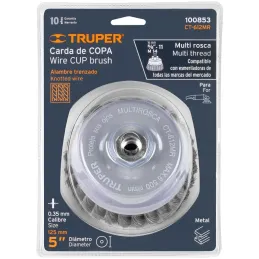 Cardas Copa 5" Trenzado Fino MultiRosca Truper 100853 Truper-Cardas Copa 5" Trenzado Fino MultiRosca Truper 100853 Fabricada en 