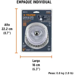 Cardas Copa 5" Trenzado Fino MultiRosca Truper 100853 Truper-Cardas Copa 5" Trenzado Fino MultiRosca Truper 100853 Fabricada en 