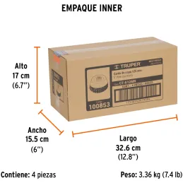 Cardas Copa 5" Trenzado Fino MultiRosca Truper 100853 Truper-Cardas Copa 5" Trenzado Fino MultiRosca Truper 100853 Fabricada en 