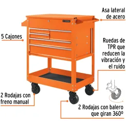 Gabinete Metalico 97x105x52cm 5Cajones 1Charola 1CajonSuperior, Truper 101733 Truper-Gabinete Metalico 97x105x52cm 5Cajones 1Cha