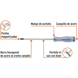 Desarmador Estrella de Golpe 3/8" x8" Bhex MAcetato Truper 100814 Truper-Desarmador Estrella de Golpe 3/8" x8" Bhex MAcetato Tru