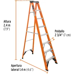Escaleras de Tijera 7 Peldaños T2 Max3.7m P10.5kg FibraVidrio, Truper 100227 Truper-Escaleras de Tijera 7 Peldaños T2 Max3.7m P1