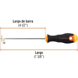 Desarmador Cabinet BHex 1/8" x4-1/2" ComfortGrip Truper 18549 Truper-Desarmador Cabinet BHex 1/8" x4-1/2" ComfortGrip Truper 185