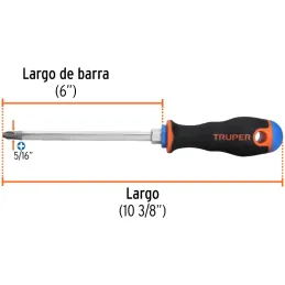 Desarmador Estrella BHex 5/16" x6" ComfortGrip Truper 18548 Truper-Desarmador Estrella BHex 5/16" x6" ComfortGrip Truper 18548 B