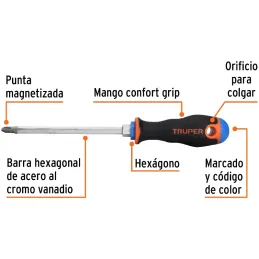 Desarmador Estrella BHex 5/16" x6" ComfortGrip Truper 18548 Truper-Desarmador Estrella BHex 5/16" x6" ComfortGrip Truper 18548 B