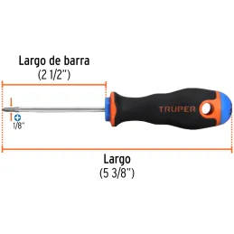 Desarmador Estrella Bhex 1/8" x2-1/2" ComfortGrip Truper 18547 Truper-Desarmador Estrella Bhex 1/8" x2-1/2" ComfortGrip Truper 1