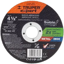 Discos de Corte Metal 4-1/2" x1.2mm OAluminio Inox D7/8 T41, Truper 11901 Truper-Discos de Corte Metal 4-1/2" x1.2mm OAluminio I