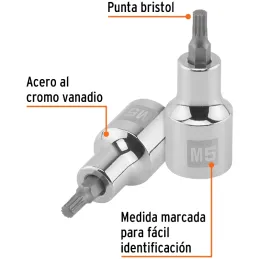 Dados Punta Bristol M5 E1/2 Pcorta CrVanadio Truper 101292 Truper-Dados Punta Bristol M5 E1/2 Pcorta CrVanadio Truper 101292 Fab