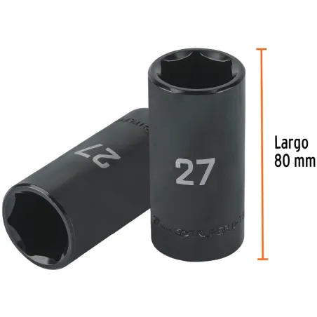 Dados 27mm E1/2 Impacto Tubulares Hexagonales CrMolibdeno, Truper 100926 Truper-Dados 27mm E1/2 Impacto Tubulares Hexagonales Cr