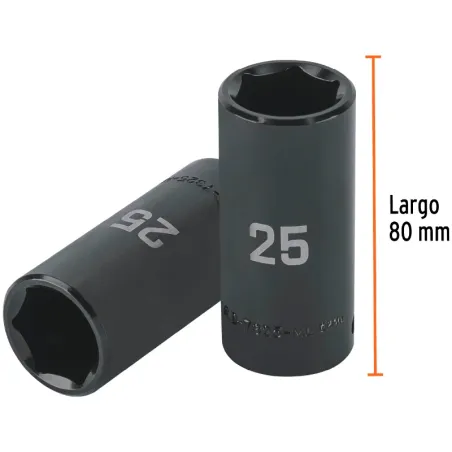 Dados 25mm E1/2 Impacto Tubulares Hexagonales CrMolibdeno, Truper 100924 Truper-Dados 25mm E1/2 Impacto Tubulares Hexagonales Cr