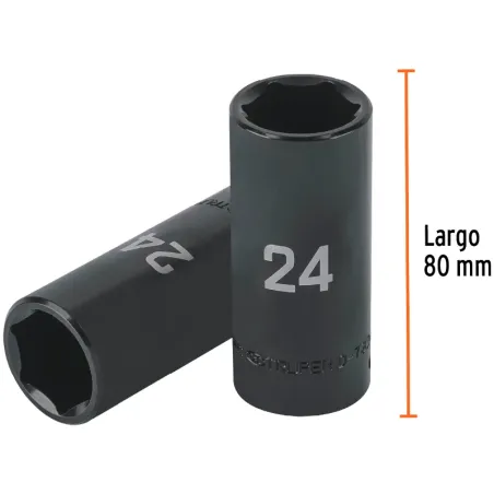 Dados 24mm E1/2 Impacto Tubulares Hexagonales CrMolibdeno, Truper 100923 Truper-Dados 24mm E1/2 Impacto Tubulares Hexagonales Cr