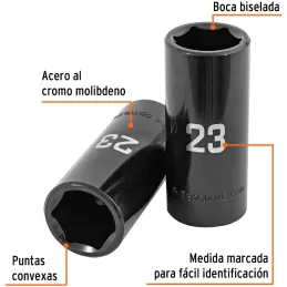Dados 23mm E1/2 Impacto Tubulares Hexagonales CrMolibdeno, Truper 100922 Truper-Dados 23mm E1/2 Impacto Tubulares Hexagonales Cr