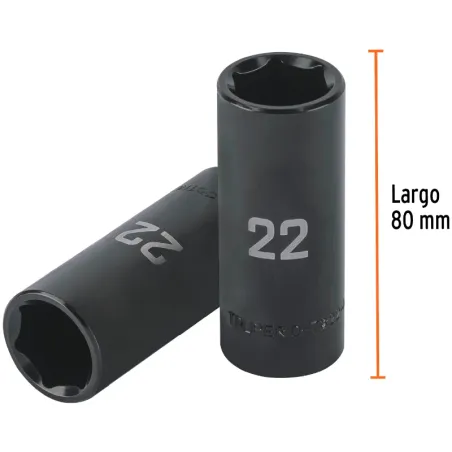 Dados 22mm E1/2 Impacto Tubulares Hexagonales CrMolibdeno, Truper 100921 Truper-Dados 22mm E1/2 Impacto Tubulares Hexagonales Cr