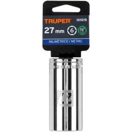Dados 27mm E1/2 Tubulares Hexagonales CrVanadio, Truper 101015 Truper-Dados 27mm E1/2 Tubulares Hexagonales CrVanadio, Truper 10