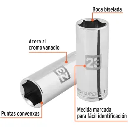 Dados 23mm E1/2 Tubulares Hexagonales CrVanadio, Truper 101011 Truper-Dados 23mm E1/2 Tubulares Hexagonales CrVanadio, Truper 10