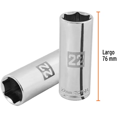 Dados 22mm E1/2 Tubulares Hexagonales CrVanadio, Truper 101010 Truper-Dados 22mm E1/2 Tubulares Hexagonales CrVanadio, Truper 10