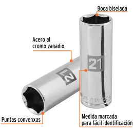 Dados 21mm E1/2 Tubulares Hexagonales CrVanadio, Truper 101009 Truper-Dados 21mm E1/2 Tubulares Hexagonales CrVanadio, Truper 10
