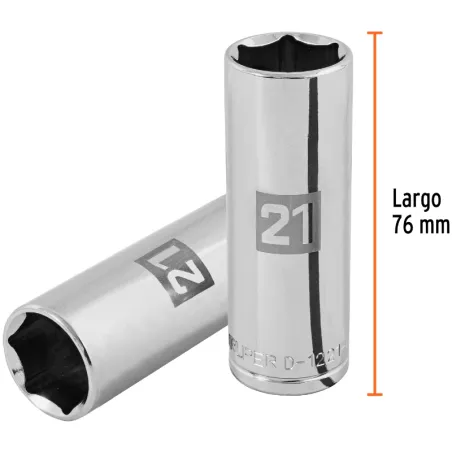 Dados 21mm E1/2 Tubulares Hexagonales CrVanadio, Truper 101009 Truper-Dados 21mm E1/2 Tubulares Hexagonales CrVanadio, Truper 10