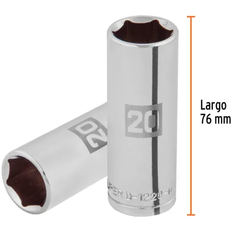 Dados 20mm E1/2 Tubulares Hexagonales CrVanadio, Truper 101008 Truper-Dados 20mm E1/2 Tubulares Hexagonales CrVanadio, Truper 10