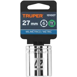 Dados 27mm E1/2 Hexagonales CrVanadio, Truper 101007 Truper-Dados 27mm E1/2 Hexagonales CrVanadio, Truper 101007 Fabricado en ac