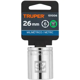 Dados 26mm E1/2 Hexagonales CrVanadio, Truper 101006 Truper-Dados 26mm E1/2 Hexagonales CrVanadio, Truper 101006 Fabricado en ac