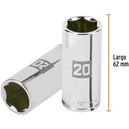 Dados 20mm E3/8 Tubulares Hexagonales CrVanadio, Truper 100995 Truper-Dados 20mm E3/8 Tubulares Hexagonales CrVanadio, Truper 10