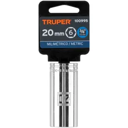 Dados 20mm E3/8 Tubulares Hexagonales CrVanadio, Truper 100995 Truper-Dados 20mm E3/8 Tubulares Hexagonales CrVanadio, Truper 10