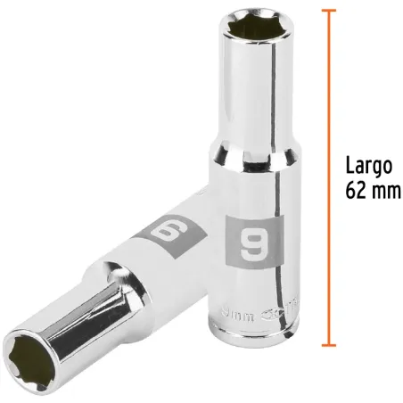 Dados 9mm E3/8 Tubulares Hexagonales CrVanadio, Truper 100994 Truper-Dados 9mm E3/8 Tubulares Hexagonales CrVanadio, Truper 1009