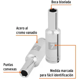 Dados 7mm E3/8 Tubulares Hexagonales CrVanadio, Truper 100992 Truper-Dados 7mm E3/8 Tubulares Hexagonales CrVanadio, Truper 1009