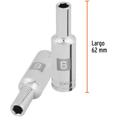 Dados 6mm E3/8 Tubulares Hexagonales CrVanadio, Truper 100991 Truper-Dados 6mm E3/8 Tubulares Hexagonales CrVanadio, Truper 1009
