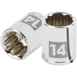 Dados 14mm E1/4 Poligonales CrVanadio, Truper 100953 Truper-Dados 14mm E1/4 Poligonales CrVanadio, Truper 100953 Fabricado en ac