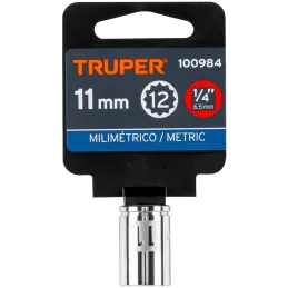 Dados 11mm E1/4 Poligonales CrVanadio, Truper 100984 Truper-Dados 11mm E1/4 Poligonales CrVanadio, Truper 100984 Fabricado en ac