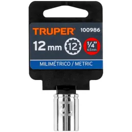 Dados 12mm E1/4 Poligonales CrVanadio, Truper 100986 Truper-Dados 12mm E1/4 Poligonales CrVanadio, Truper 100986 Fabricado en ac