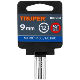 Dados 9mm E1/4 Poligonales CrVanadio, Truper 100981 Truper-Dados 9mm E1/4 Poligonales CrVanadio, Truper 100981 Fabricado en acer