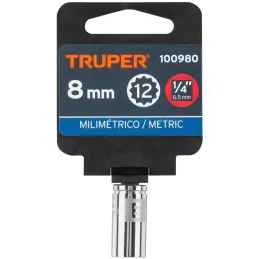 Dados 8mm E1/4 Poligonales CrVanadio, Truper 100980 Truper-Dados 8mm E1/4 Poligonales CrVanadio, Truper 100980 Fabricado en acer