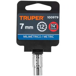 Dados 7mm E1/4 Poligonales CrVanadio, Truper 100979 Truper-Dados 7mm E1/4 Poligonales CrVanadio, Truper 100979 Fabricado en acer